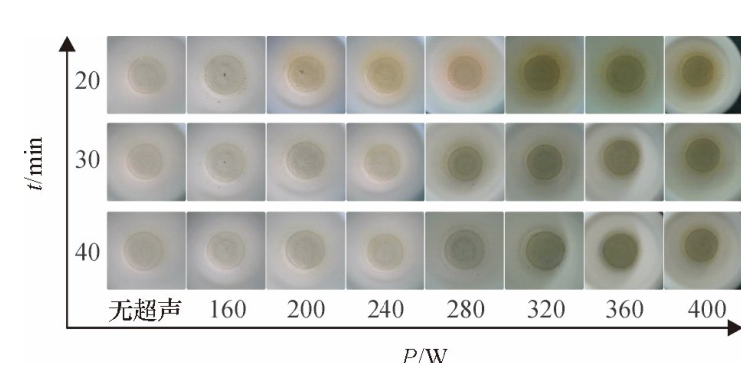 不同密閉消解時(shí)間、不同超聲功率的消解效果